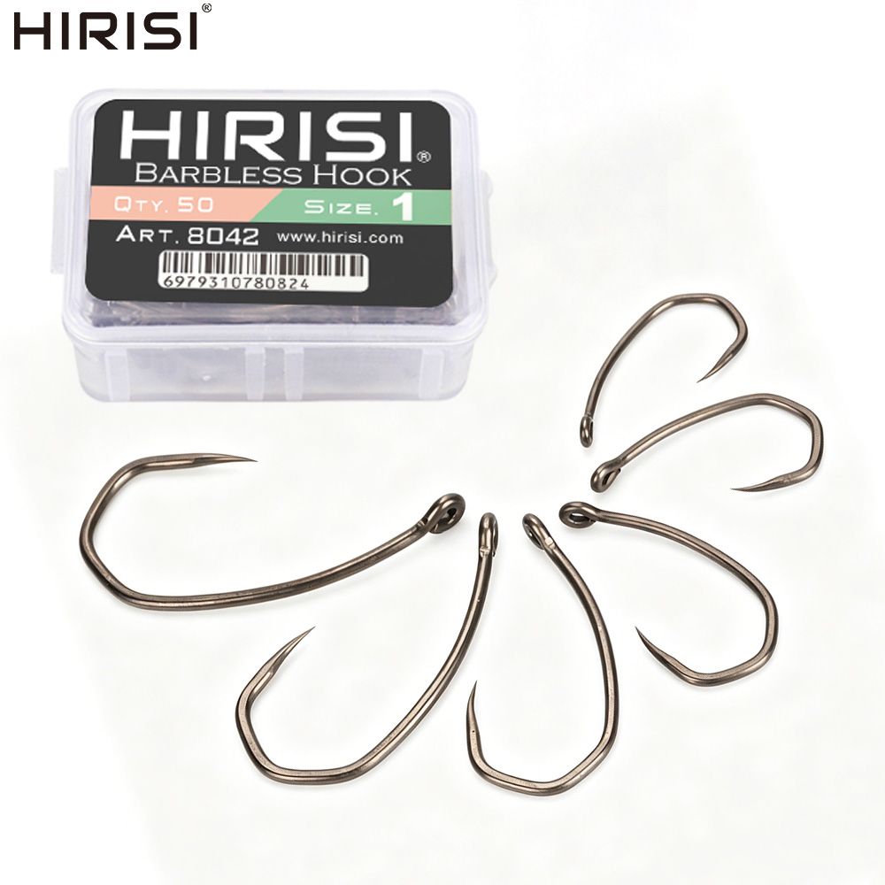Fishing Hook Barbless - Hirisi 8042 100Pcs PTFE Coated Fish