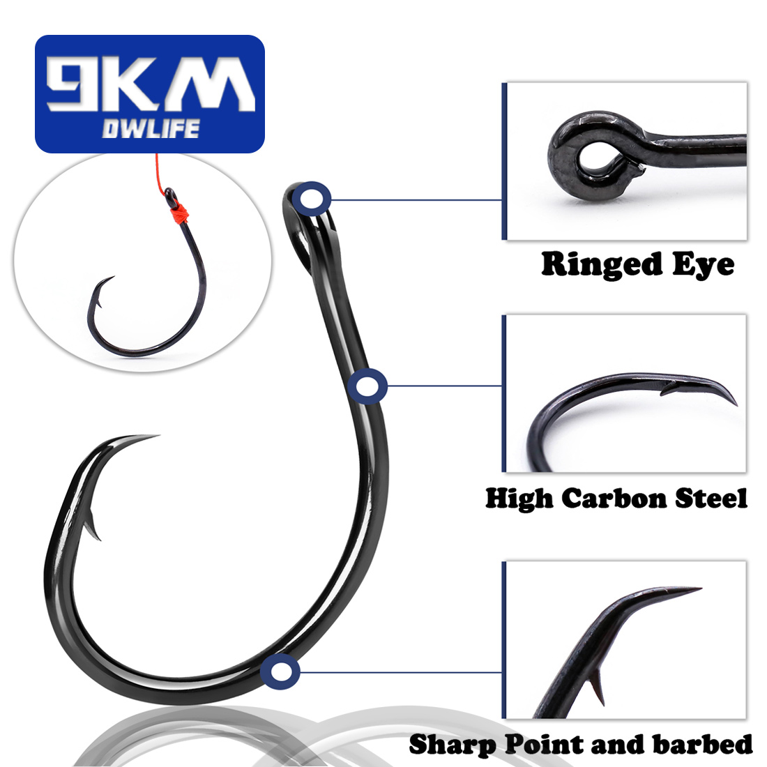 9KM 25-50Pcs Inline Wide Gap C - Fishing Hook Circle ulasan dan harga